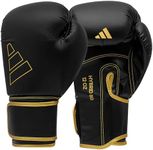 adidas Hybrid 80 Gloves - for Boxing, Kickboxing, MMA, Bag, Training & Fitness - Boxing Gloves for Men & Women - Weighted Pair 10oz, Black/Gold