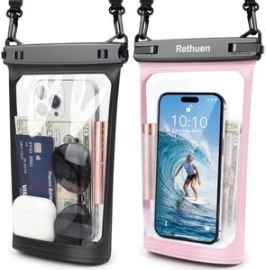 Rethuen Large Floating Waterproof Phone Pouch, 2Pack Cell Phone Dry Bag for iPhone 16 15 14 13 12 Pro Max Galaxy S24 S23 S22 All Phones, Float Water Proof Bag for Beach Water Park (Black + Pink)