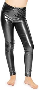 STRETCH IS COMFORT Girl's Metallic Mystique Leggings Black Small