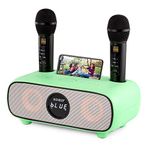 Karaoke Machine for Adults and Kids,Bluetooth PA System with 2 Wireless Karaoke Microphone,Speaker with Mobile Phone holder/USB/TF Card/AUX In,for Home Party,Meeting,Church, Picnic,Outdoor/Indoor