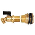 Joywayus Brass Water Container/Rain Barrel Spigot 3/4" Threaded Quarter Turn Ball Valve & 3/4" Female to 1" Male Threaded Bulkhead Fitting Water Tank Connector Fit for Garden Hose