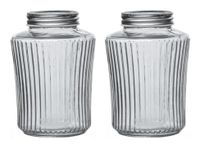 HOMIES Clear Glass Vertical Stripe Honey Fruit Candy Pickles Dispenser Storage Container Jar with Screw Lids (1000ML) (2)