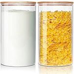 HomArtist Large Glass Flour and Sugar Containers 180oz x2 [Set of 2], Glass Food Storage Containers with Bamboo Lids, Glass Jar with Airtight Lids for Spaghetti Pasta,Rice,Cereal,Candy,Coffee, Oat