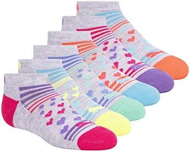 PUMA Big Girls' 6 Pack Low Cut Socks, Grey/Pink, 9-11