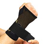 INDEEMAX Wrist Support Sleeve 1 Pair, High Copper Infused Compression Wrist Brace with Adjustable Compression Strap, Left/Right Palm Hand Support for Carpal Tunnel, Arthritis, Tendonitis, Pain Relief