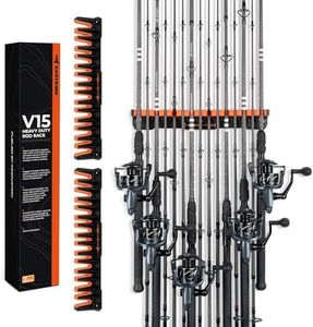 KastKing V15HD Heavy Duty Vertical Fishing Rod Holder – Wall Mounted Fishing Rod Rack, Store 15 Large Rods or Fishing Rod Combos in 18 Inches, Great Fishing Pole Holder and Rack, 2 Packs