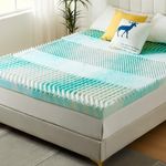 NOFFA 3 Inch Egg Crate Mattress Topper Twin, 7 Zone Gel Cooling Memory Foam Topper Twin，Airflow Design/CertiPUR-US Certified Blue