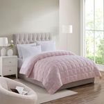 Queen Comforter Oversized Double Box Stitch Duvet Insert – Soft, Fluffy, Generously Filled Down Alternative Bedding for All Seasons – Excellent Insulation and Breathability, Queen, Pale Pink