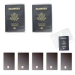 Anzailala 2 Passport Cover For Men Women Passport Holder Transparent Waterproof Passport Protector With 5 Card Sleeves (2 Passport Cover + 5 Card Sleeves, Polyvinyl Chloride)