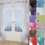 John Aird Pair Of Woven Voile Tab Top Curtain Panels. Free Tiebacks Included (White, 58" Wide x 90" Drop)