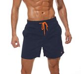 Tansozer Mens Swimming Shorts with Pocket Board Shorts Waterproof Quick Dry Beach Shorts Swim Trunks Summer Casual Surf Shorts Mesh Lining Dark Blue XL