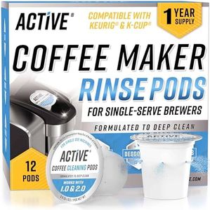 ACTIVE K-Cup Compatible Keurig Cleaning Pods - Quick-Rinse Cleaners for Single Serve Coffee Machine, 12 Month Coffee Maker Cleaner Kit, Brewer Clean Cups for Keurig 1.0, 2.0, Mini Machines - 12 Pack