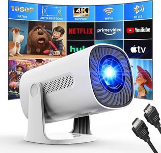 Mini Vidéoprojecteur 4K 1080P Projecteur avec Modes Étoiles WiFi6 y Bluetooth Projecteur avec Apps et Android TV OS, Auto Keystone Haut-parleurs Stéréo, Compatible avec TV Stick/Smartphone/HDMI, Blanc
