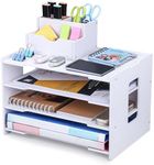Belle Vous White 4-Tier Letter Tray Organiser - Office Desk Tidy File/Stationery Holder Rack - Document/Paper Filing Storage Shelves for Office, Desktop/Table, Home, Study or School