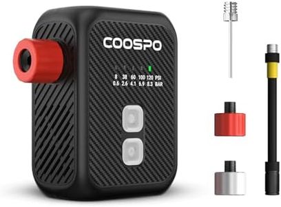 CooSpo Mini Electric Bike Pump, Max 120 PSI, Multiple Presets Available, Auto Shut-Off Air Pump with Presta/Schrader Valves for All Bicycles, Ball, Car Accessories