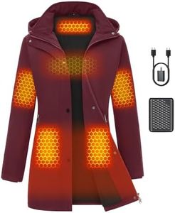 Women Long Heated Jacket Battery Pack Included Waterproof 12v 7.4v Graphene Rechargeable Usb Electric Ladies Rain Coat with Hoodie Winter Warm Puffer Apparel Sweater Sweatshirt Hoodie Thermal Clothes