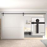 WINSOON 11FT Barn Door Hardware Kit, Black Sliding Barn Door Track Kit, Sliding Door Hardware Rail, Fit 66" Width Single Barn Door, Slide Smoothly & Quietly, Straight Design