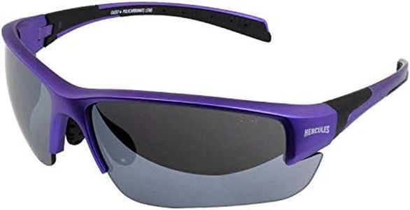 Global Vision Hercules-7 Women' s Softball Pickleball Tennis ANSI Z87.1 Safety Sunglasses Purple Frame with Flash Mirror Lenses