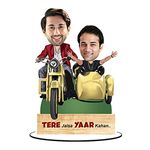 Foto Factory Gifts® Personalized Caricature Gifts for Friends on bike | Best Friends Boys (wooden_8 inch x 5 inch) CA0249