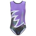 Bezioner Girls Gymnastics Leotards Sleeveless Ballet Dance Leotard Sparkle Athletic Costume (100(3-4 years,100-110 cm), Purple)