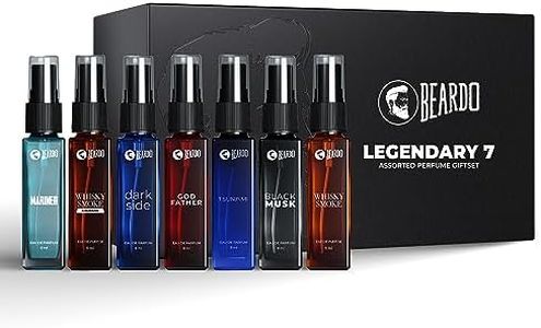 Beardo Legendary 7 Assorted Perfume Gift Set for Men 7X8ml with Long Lasting Fragrances | Travel Pack with Mariner Whisky Smoke Dark Side God Father Tsunami & Black Musk | Rakhi Gift for Brother | Friendship Day Gift