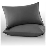 Microfiber Pillow Cases 2 Pack - Plain Dyed Housewife Pillowcases - Charcoal - 74x48