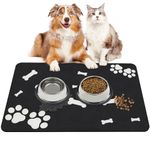 ZOKBOM Dog Food Mat 40x60cm, Absorbent Dog Water Bowl Mats for Floor, Cat Feeding Placemats Non Slip, Quick Dry Dog Mats for Food Bowls,No Stains & Easy Clean Clean (Black)