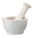 KitchenCraft Home Made Mini Mortar and Pestle Set in Gift Box, Vitrified Ceramic, White, 8.5 cm