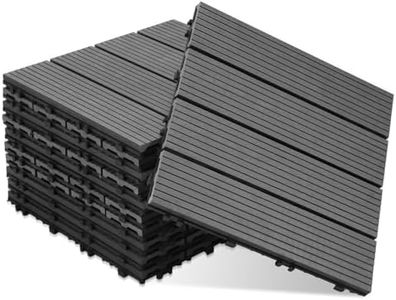 ISOISL 66er Set WPC Terrassenfliesen, 30x30cm Balkonfliesen Klickfliesen, WPC Fliesen für 6m², Bodenbelag mit Drainage, Terrassendielen Wasserfest Korrosionsbeständig, für Balkon Terrasse, Anthrazit