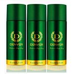 DENVER Hamilton Deodorant - 165ML Each (Pack of 3)| Long Lasting Deodorant Spray for Men