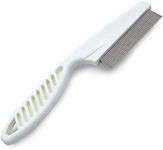 SunGrow Dog and Cat Comb, 7.4 Inches, Fur Detangling Tool, Grooming and Massage Comb, Loose Hair and Dandruff Remover, Durable, Closely Tied Stainles Steel Comb Teeth, White Ergo Handle, 1 Piece