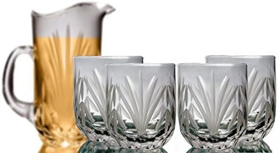 GAC Great American Classics Set of 4 Doubled Old Fashion Stemless Crystal Wine Glasses and Cocktail Drinking Glasses