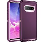 RegSun for Galaxy S10 Case,Shockproof 3-Layer Full Body Protection [Without Screen Protector] Rugged Heavy Duty High Impact Hard Cover Case for Samsung Galaxy S10,Deep Purple/Pink