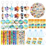 110 PCS Swimming Pool Beach Party Favors Hawaiian Goodie Bags with Keychains Stickers Slap Bracelets and Bags for Summer Themed Birthday Party Hawaiian Aloha Party