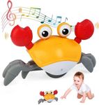 NEWSTYLE Crawling Crab Baby Toy,Walking Dancing Crab Interactive Toys with Automatically Avoid Obstacles,Electronic Light Up Musical Toy for Toddlers and Kids,USB Rechargeable (Orange)