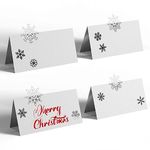 48 Pcs Christmas Place Cards, 4 Design Table Name Cards, Snowflake Name Place Card, Xmas Seat Cards Greeting Cards Snowflake Party Supplies for Christmas Holiday Wedding Winter Party Decoration