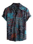 VATPAVE Mens Summer Tropical Shirts Short Sleeve Button Down Aloha Hawaiian Shirts Medium Navy