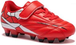 LIGVIV Soccer Cleats for Toddlers, Laceless Football Shoes, Outdoor Firm Ground, Little Kids & Big Kids (Red, Toddler, 9, Numeric, US Footwear Size System, Medium)