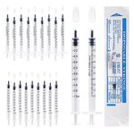 20Pcs 1ml Colostrum Syringe Plastic Syringes With Caps No Needle for Refilling and Measuring Liquids, Scientific Labs, Plant Watering, Pet Feeding ,Glue Applicator