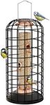 iBorn Squirrel Proof Bird Feeder Pigeon Proof Cage Bird Feeder for Outside with Squirrel, Pestoff Hanging Wild Bird Seed Feeder for Mix Seed Blends, Heavy Duty All Metal Copper 14 Inch