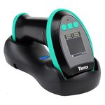 Tera Barcode Scanner with Digital Setting Screen & Keypad, Pro Version Extra Fast Scanning Speed, Works with Bluetooth 2.4G Wireless & USB Wired, 1D 2D QR Handheld Bar Code Reader Model HW0009 Blue