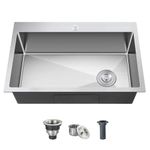 ROVOGO 25x18x9 in. Drop in Kitchen Sink Single Bowl, 1 Hole Sink Top Mount with Offset Drain, 304 Stainless Steel Modern Sink Brushed