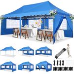 HOTEEL Pop up Gazebo Tent with Sides Marquee Gazebo 3m x 6m, Outdoor Event Shelter with Roller Bag&4 Weight Bags, UV 50+ Portable Garden Gazebos Windproof and Waterproof for Party,Market Stall, Blue