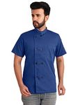 adhyah Trendyuniform Chef Coat For Men/Half Sleeves Chef Coat / 2 Pockets/Uniform For Chef/Professional Chef Jacket/Premium Cotton Fabric/Navy Blue/Small