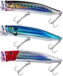 THKFISH Popper Lures Saltwater Tuna Popper Topwater Fishing Lures for Surf Fishing Bass with 3D Eyes for GT Tuna Large Fish 5.9in POPPER-BLU-RED-BLK-3PCS
