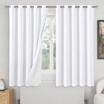 QUEMAS Extra Wide 100% Blackout Curtains for Bedroom 63 Inch Length 2 Panels Set, Thermal Insulated Full Light Blocking Soundproof Grommet Window Curtains for Living Room, Each 60 Inch Wide, White