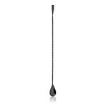 Viski Gunmetal Weighted Stainless Steel Barspoon, Japanese Twisted Stem Handle, Teardrop Weight