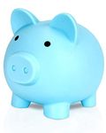 Piggy Bank for Kids, Cute Plastic Piggy Bank for Boys Girls with Bottom Rotating Lid, Money Bank Coin Bank Great Gift Keepsake for Kids Adults (Blue)