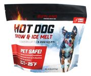 Rutland Hot Dog Snow & Ice Melt, Pet & Kid Friendly Deicer, Rock Salt Alternative, Calcium Chloride Works Under -25°F, 10 lb. Resealable Bag