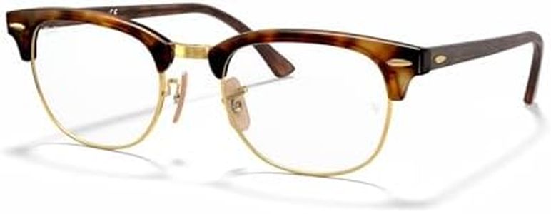 Ray-Ban Unisex RX5154 Clubmaster Square Prescription Eyewear Frames, Red Havana/Demo Lens, 49 mm